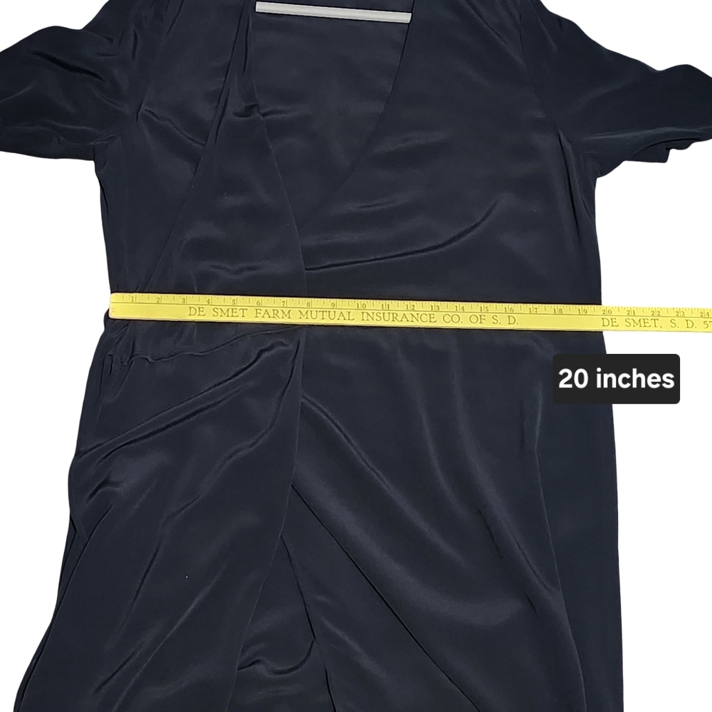 EILEEN FISHER Black Wrap Dress Womens Size 14 Tencel Short Sleeve Midi Minimal - Picture 13 of 14